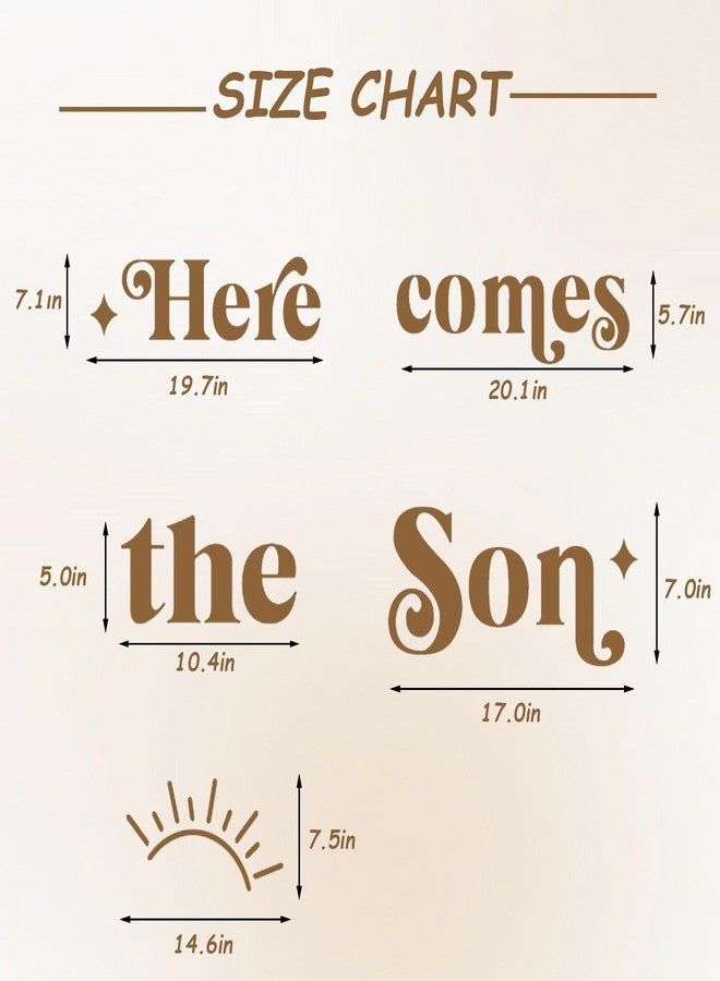 Dvehdbay Here Comes The Son Baby Shower Party Decal Sign - Here Comes The Son Baby Shower Decor, Baby Shower Sign, Baby Shower Wall Decals (Brown) - Image 2